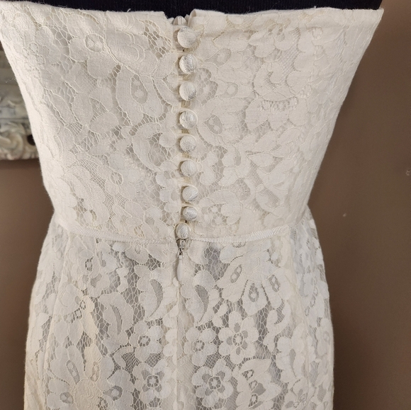 Elegant White Lace Strapless J. Crew Wedding Dress Size 4 - Picture 4 of 9